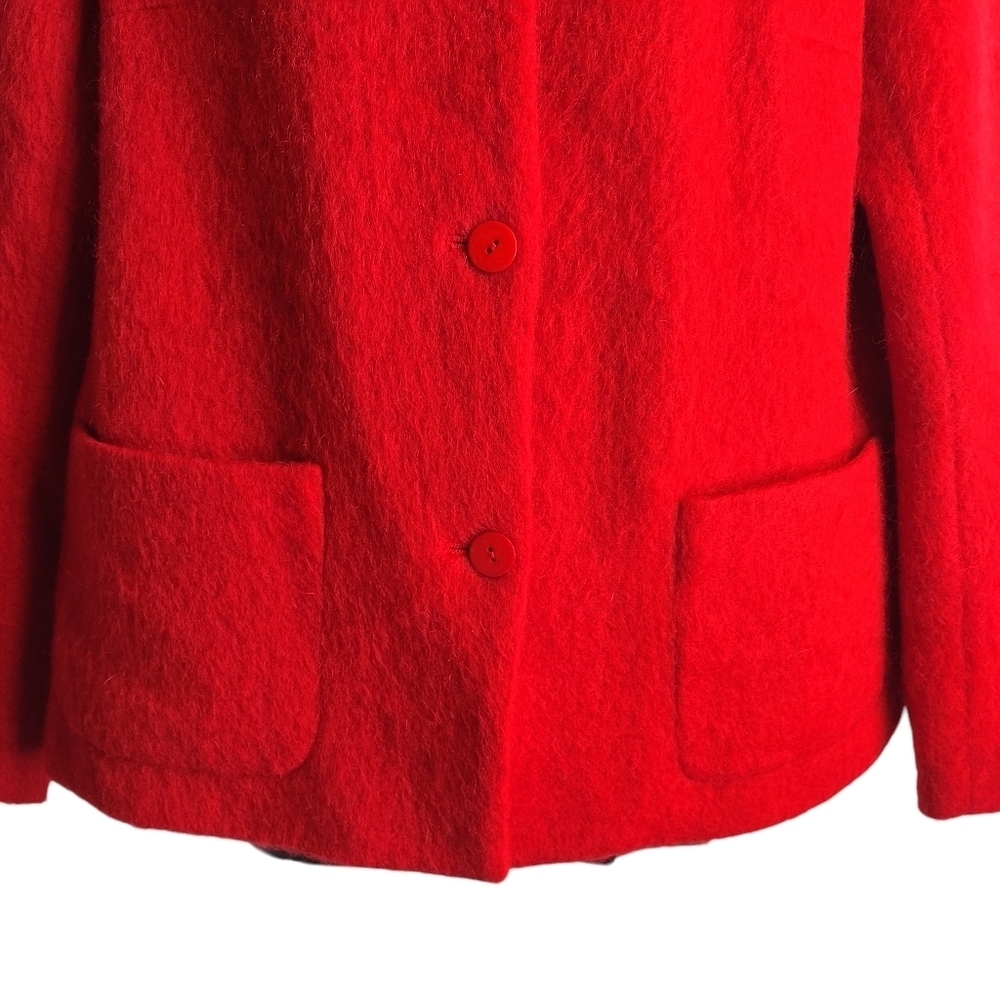 Josephine Chaus RED Fluffy Textural Wool Blend Blazer Jacket Size 8 - Picture 6 of 9